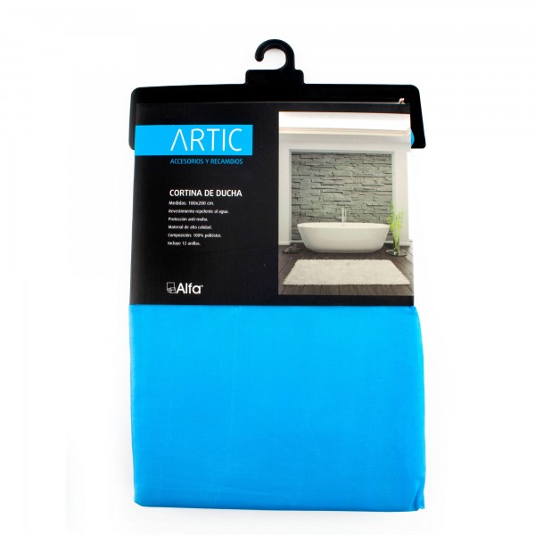Cortina baño artic pvc 180x200cm. azul