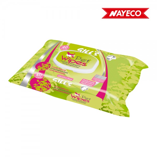Toallitas húmedas mascotas xl 30 x 20 cm, 40 uds, aroma citronela