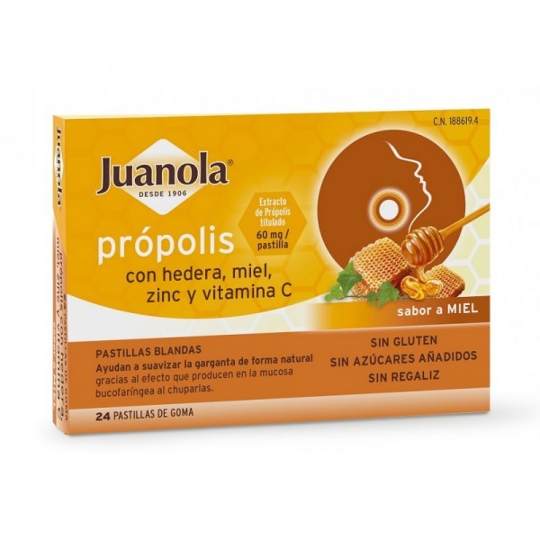 JUANOLA PROPOLIS SABOR MIEL 24 PASTILLAS DE GOMA