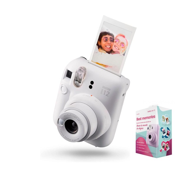 Fujifilm kit best memories instax mini 12 clay white / cámara instantánea