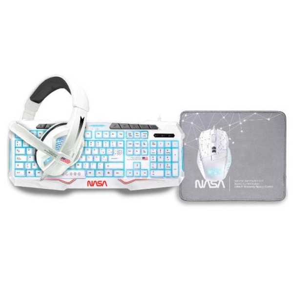 Nasa kit gaming andromeda 4 en 1 / teclado + ratón + alfombrilla