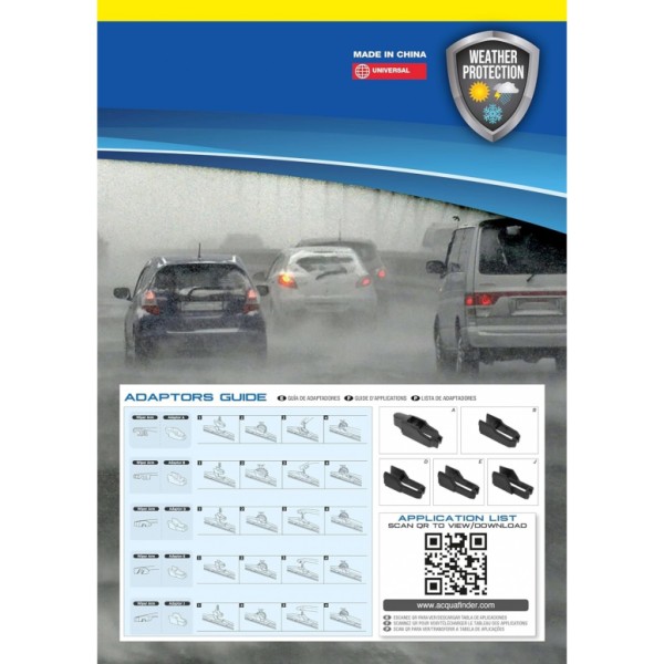 Escobilla Limpiaparabrisas Modelo Aquan53 Ultra Flex Series 19" 51 cm 1 Unidad con 8 Adaptadores