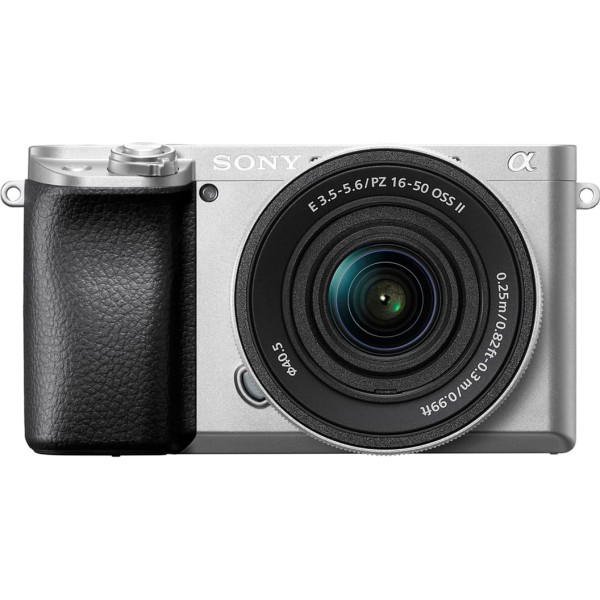 Sony alpha 6100 plata / cuerpo de cámara + objetivo zoom motorizado de 16-50 mm
