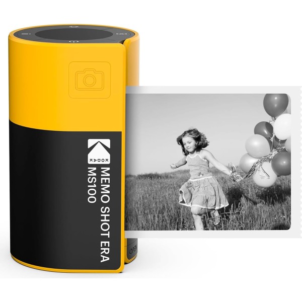 Kodak memo shot era ms100 amarillo / cámara instantánea y impresora de etiquetas 2 en 1