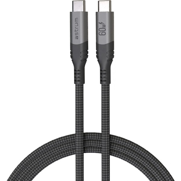 Astrum vmcc60 gris / cable de carga vervemesh usb-c a usb-c / 1,2 metros / 60w
