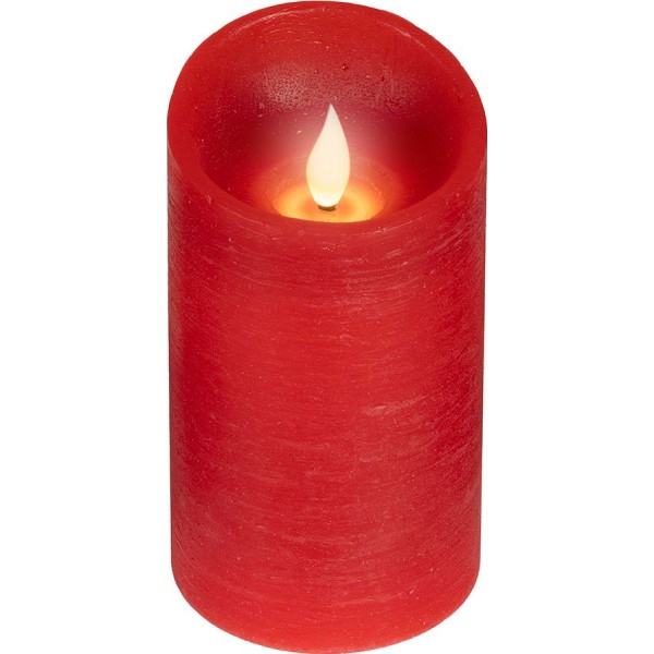 Vela de cera led, con parte superior curva, color rojo, ø7,5 x 13,5 cm